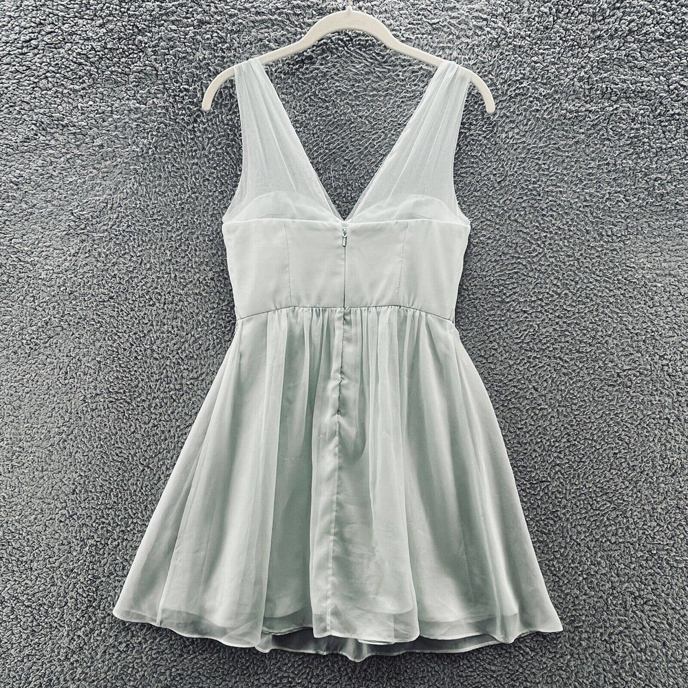 Quillaree Dress Pale Green Chiffon Wedding Special Event Layered Mini - Picture 10 of 15